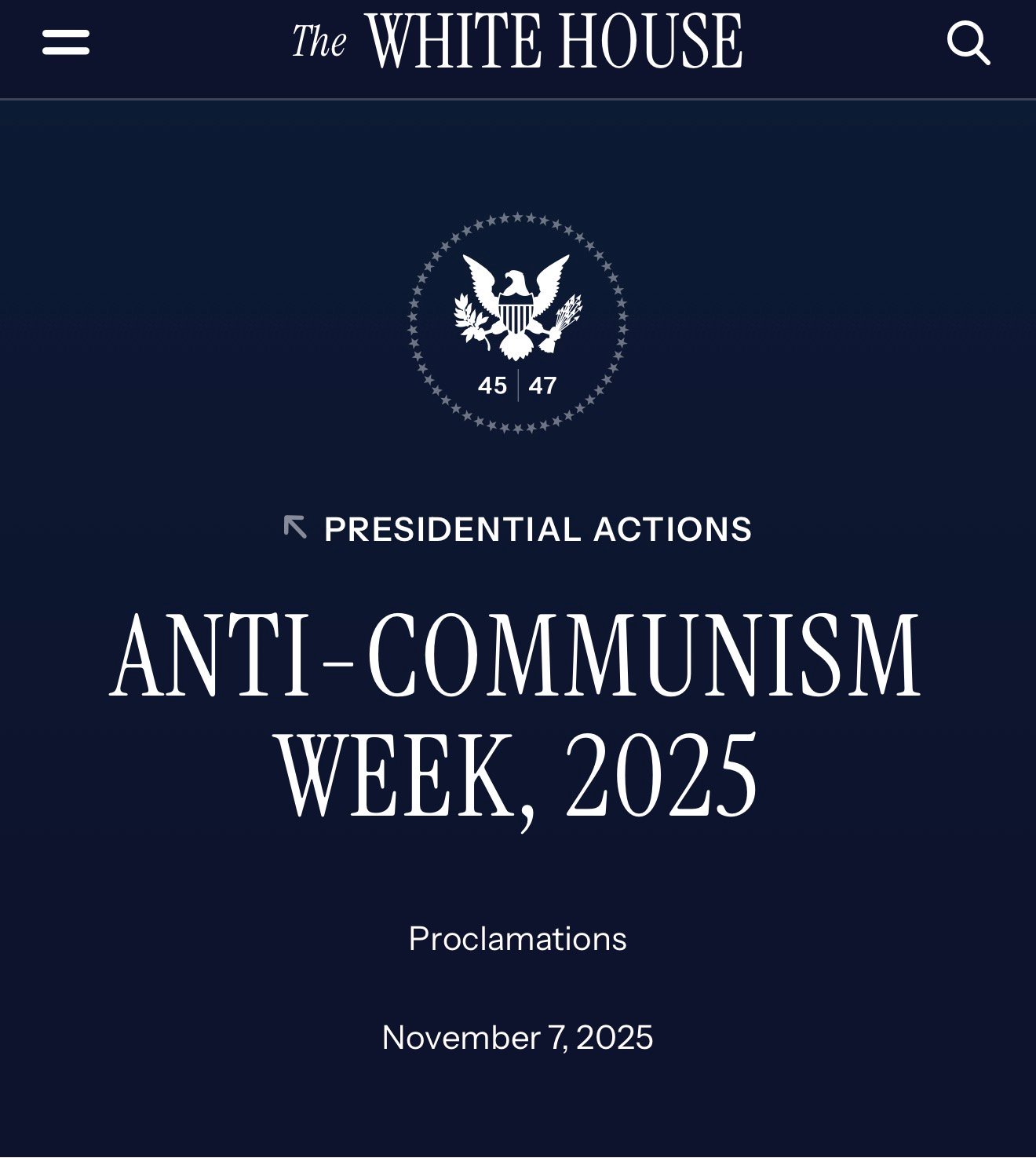 Trump Establishes Anti-Communism Week, Citing Global Threats
