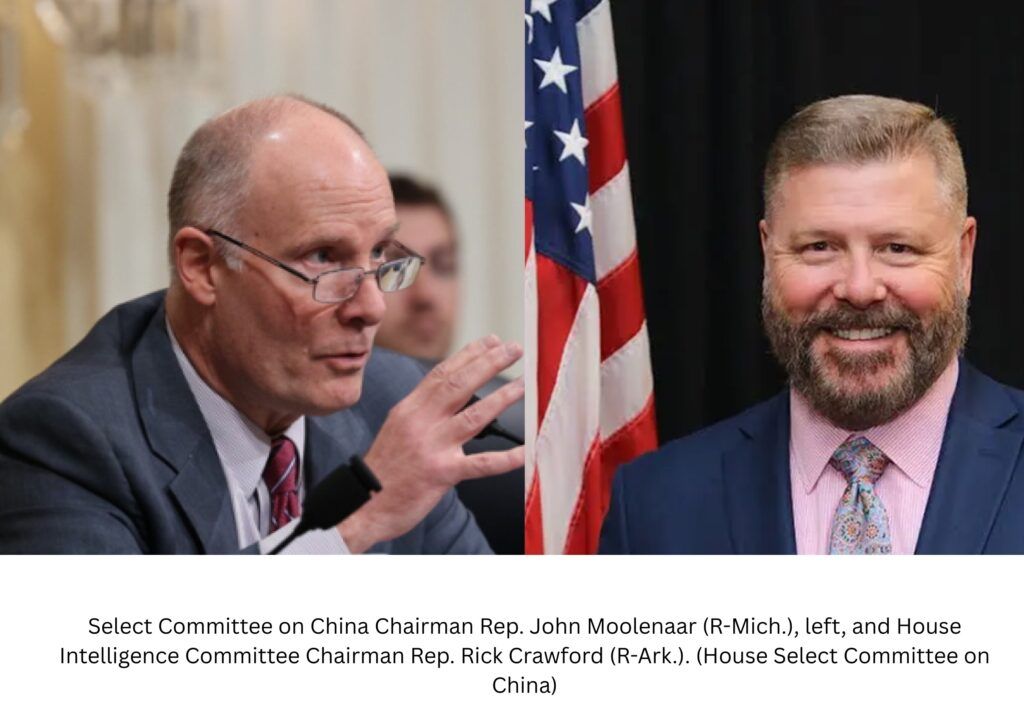 Select Committee on China Chairman Rep. John Moolenaar (R-Mich.), left, and House Intelligence Committee Chairman Rep. Rick Crawford (R-Ark.). (House Select Committee on China)