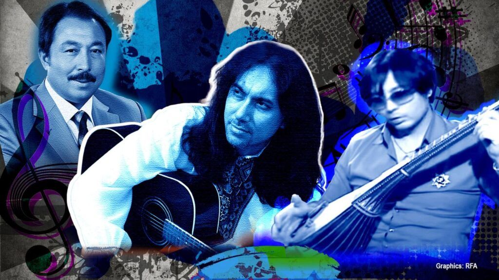Prominent Uyghur singers who shaped Uyghur pop music. (Courtesy of RFA Illustration Team)
